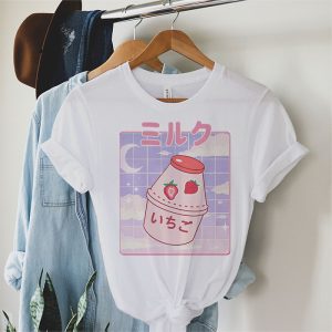 Funny Retro 90s Japanese Kawaii Strawberry Milk Shake Carton T Shirt 2 3