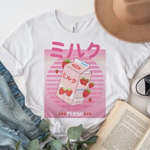 Funny Retro 90s Japanese Kawaii Strawberry Milk Shake Carton T Shirt 3 1