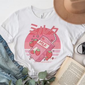 Funny Retro 90s Japanese Kawaii Strawberry Milk Shake Carton T Shirt 3