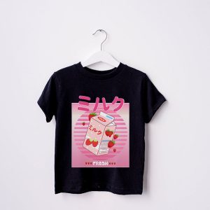 Funny Retro 90s Japanese Kawaii Strawberry Milk Shake Carton T Shirt 4 1