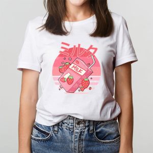 Funny Retro 90s Japanese Kawaii Strawberry Milk Shake Carton T Shirt 6