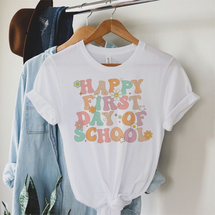 Groovy Happy First Day Of School Back To School Teachers T Shirt 1 1