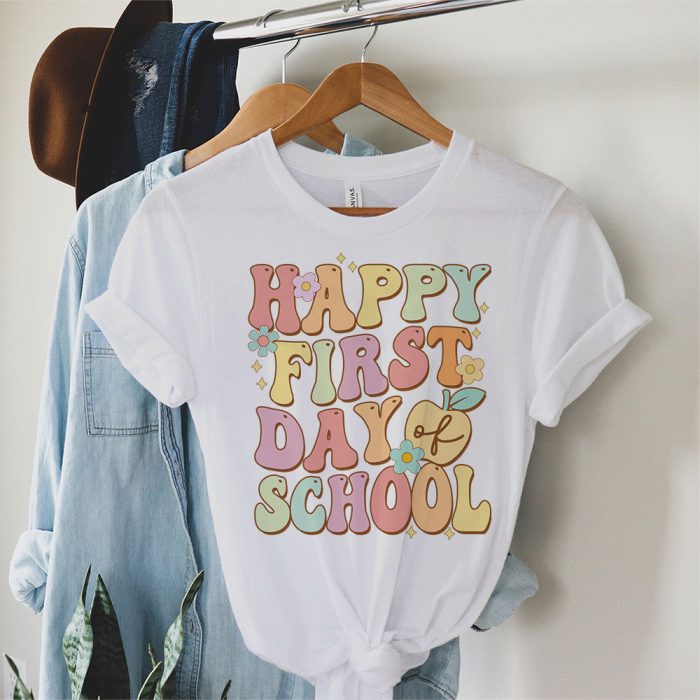 Groovy Happy First Day Of School Back To School Teachers T Shirt 1 3