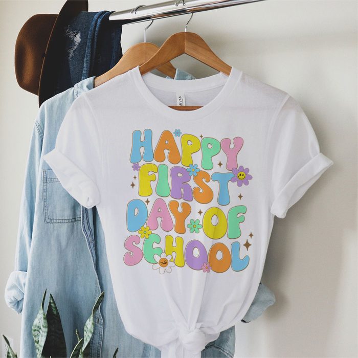 Groovy Happy First Day Of School Back To School Teachers T Shirt 1