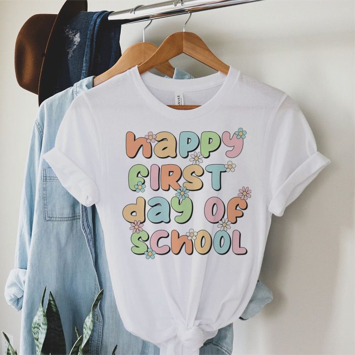 Groovy Happy First Day Of School Back To School Teachers T Shirt 2 1 2