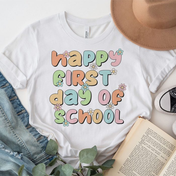 Groovy Happy First Day Of School Back To School Teachers T Shirt 2 3 1