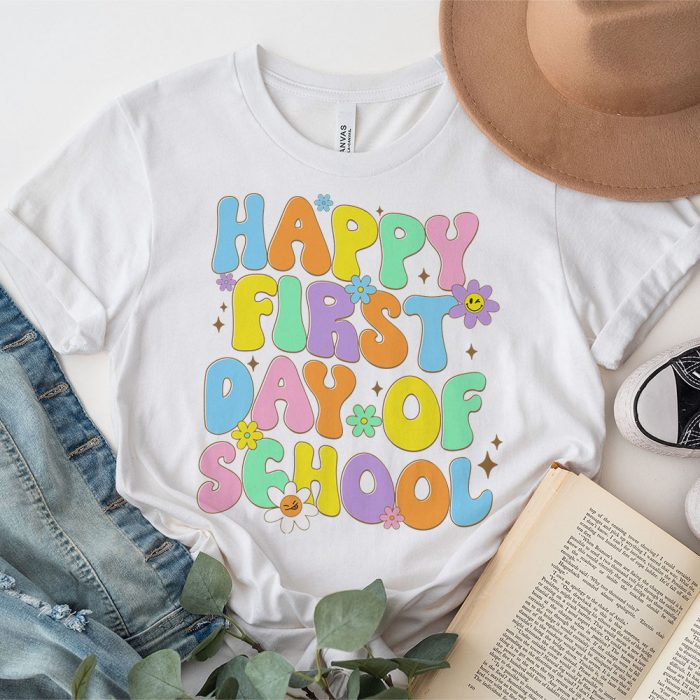 Groovy Happy First Day Of School Back To School Teachers T Shirt 3