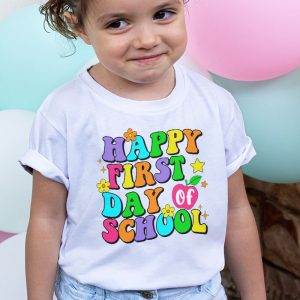 Happy First Day Of School Groovy Teachers Kids Back To School T Shirt 2 1