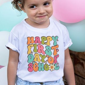 Happy First Day Of School Groovy Teachers Kids Back To School T Shirt 2 2