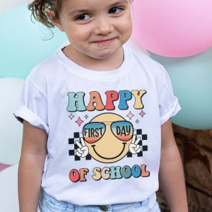 Happy First Day Of School Groovy Teachers Kids Back To School T Shirt 2 3