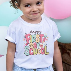 Happy First Day Of School Groovy Teachers Kids Back To School T Shirt 2 4