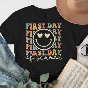 Happy First Day Of School Groovy Teachers Kids Back To School T Shirt 3