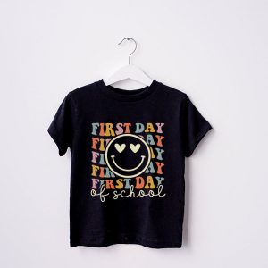 Happy First Day Of School Groovy Teachers Kids Back To School T Shirt 4