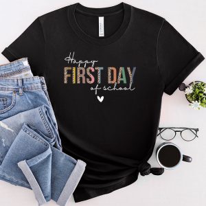 Happy First Day Of School Leopard Back To School Teacher T-Shirt 1