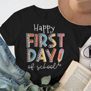 Happy First Day Of School Leopard Back To School Teacher T Shirt 3 8