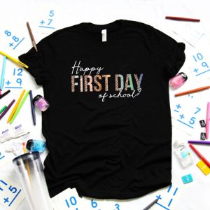 Happy First Day Of School Leopard Back To School Teacher T Shirt 4 7