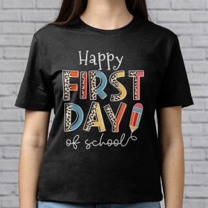 Happy First Day Of School Leopard Back To School Teacher T Shirt 5 1