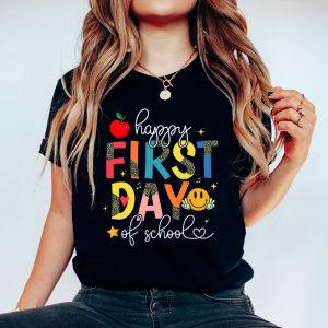 Happy First Day Of School Leopard Back To School Teacher T Shirt 5 2