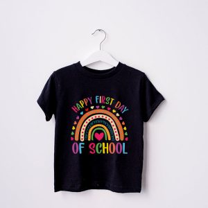 Happy First Day of School Rainbow Teacher Back To School Kid T Shirt 1 3