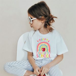 Happy First Day of School Rainbow Teacher Back To School Kid T-Shirt 3