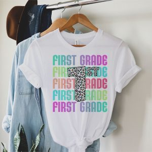 Hello 1st Grade Leopard Back To School Teacher Student Kids T Shirt 1 1