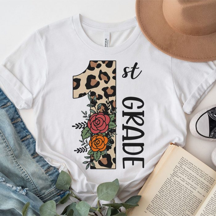 Hello 1st Grade Leopard Back To School Teacher Student Kids T Shirt 3