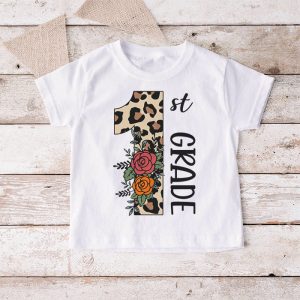 Hello 1st Grade Leopard Back To School Teacher Student Kids T Shirt 4