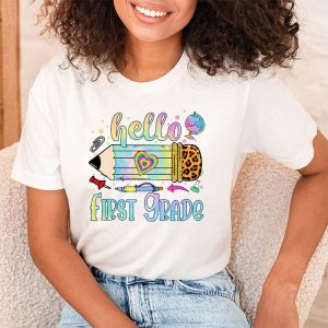 Hello First Grade Back To School Outfit Ideas Leopard Pencil T-Shirt 1