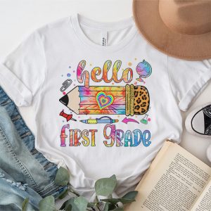 Hello 1st Grade Leopard Pencil Tie Dye Funny Back To School T Shirt 5 1