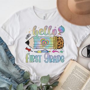 Hello 1st Grade Leopard Pencil Tie Dye Funny Back To School T Shirt 5