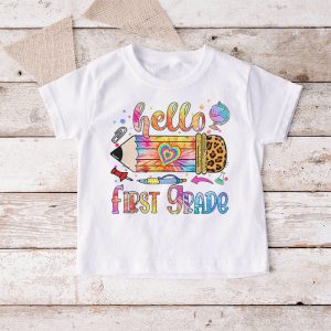 Hello 1st Grade Leopard Pencil Tie Dye Funny Back To School T Shirt 6 1