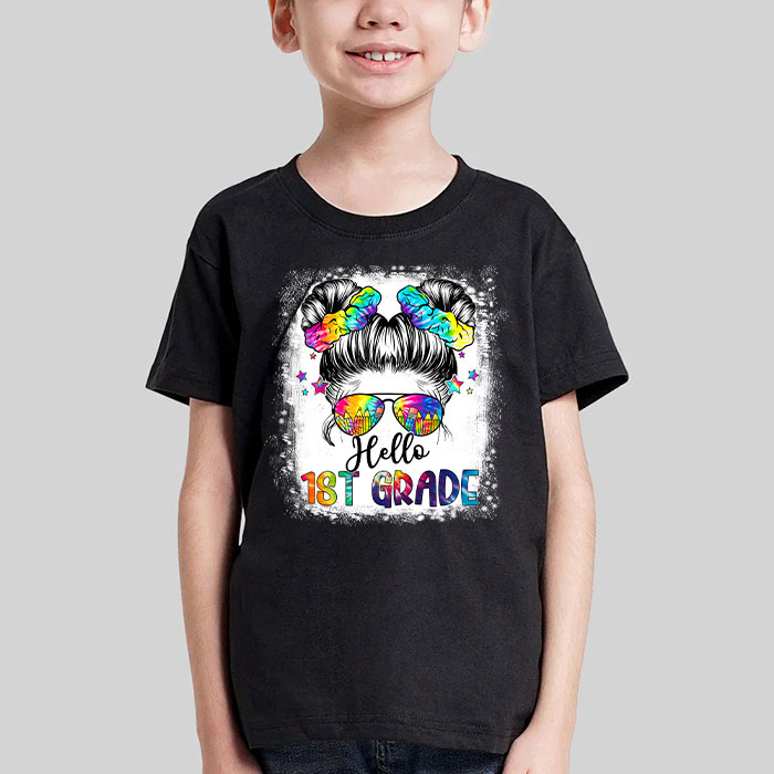 Hello-1st-Grade-Messy-Hair-Bun-Girl-Back-To-School-First-Day-T-Shirt-b-1 Hello 1st Grade Messy Hair Bun Girl Back To School First Day T Shirt b 1