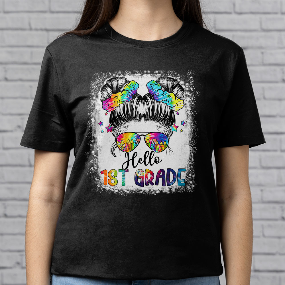 Hello-1st-Grade-Messy-Hair-Bun-Girl-Back-To-School-First-Day-T-Shirt-b-5 Hello 1st Grade Messy Hair Bun Girl Back To School First Day T Shirt b 5