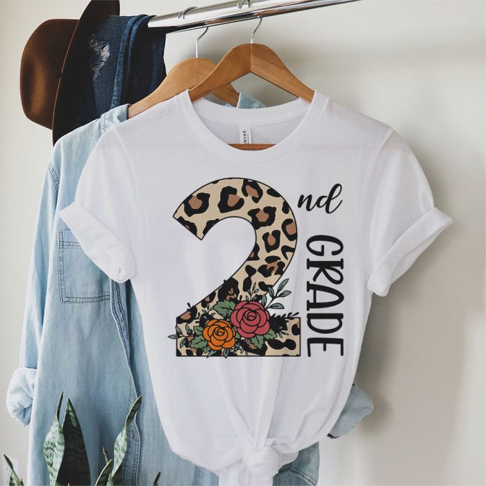 Hello 2nd Grade Leopard Back To School Teacher Student Kids T Shirt 1