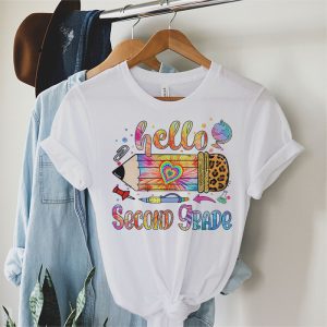 Hello 2nd Grade Leopard Pencil Tie Dye Funny Back To School T Shirt 2 1