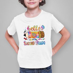 Hello 2nd Grade Leopard Pencil Tie Dye Funny Back To School T Shirt 3 1