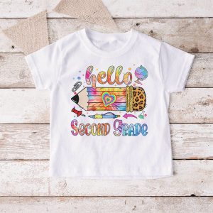 Hello 2nd Grade Leopard Pencil Tie Dye Funny Back To School T Shirt 6 1