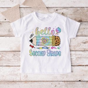 Hello 2nd Grade Leopard Pencil Tie Dye Funny Back To School T Shirt 6