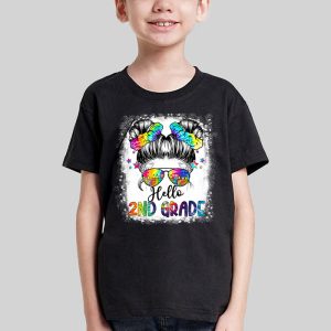 Hello 2nd Grade Messy Hair Bun Girl Back To School First Day T Shirt b 1