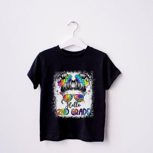Hello 2nd Grade Messy Hair Bun Girl Back To School First Day T Shirt b 4