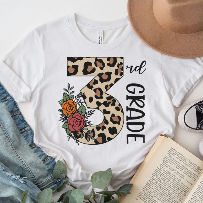 Hello 3rd Grade Leopard Back To School Teacher Student Kids T Shirt 3