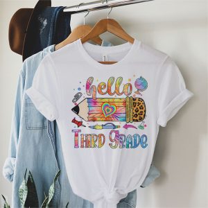 Hello 3rd Grade Leopard Pencil Tie Dye Funny Back To School T Shirt 2 1