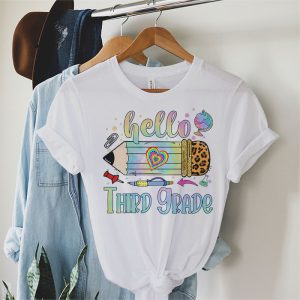 Hello 3rd Grade Leopard Pencil Tie Dye Funny Back To School T Shirt 2