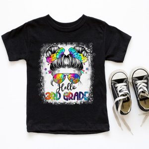 Hello 3rd Grade Messy Hair Bun Girl Back To School First Day T Shirt b 6