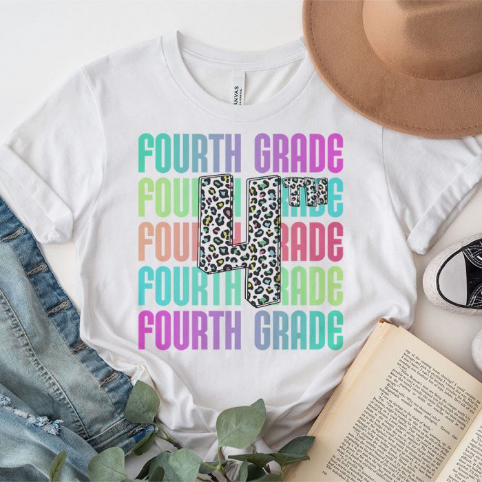 Hello 4th Grade Leopard Back To School Teacher Student Kids T Shirt 3 1