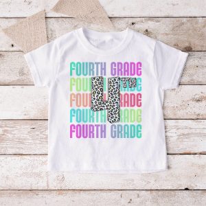 Hello 4th Grade Leopard Back To School Teacher Student Kids T Shirt 4 1