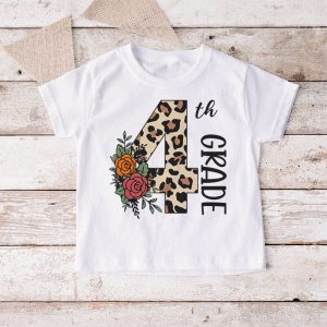 Hello 4th Grade Leopard Back To School Teacher Student Kids T Shirt 4