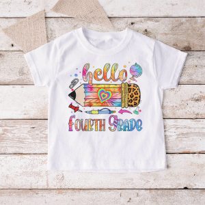 Hello 4th Grade Leopard Pencil Tie Dye Funny Back To School T Shirt 6 1