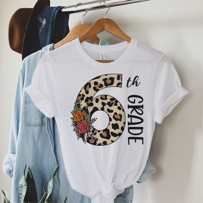 Hello 6th Grade Leopard Back To School Teacher Student Kids T Shirt 1