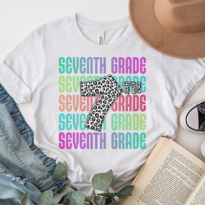 Hello 7th Grade Leopard Back To School Teacher Student Kids T Shirt 3 1